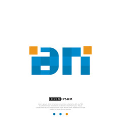 BN B N Logo Monogram with Blue and yellow Colors. modern letter logo design