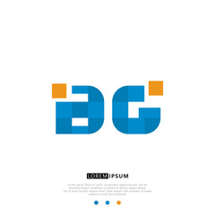 BG B G Logo Monogram with Blue and yellow Colors. modern letter logo design