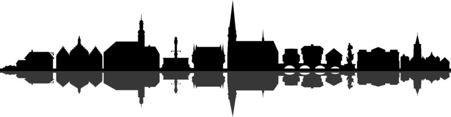 Old Town Skyline Silhouette Vector 