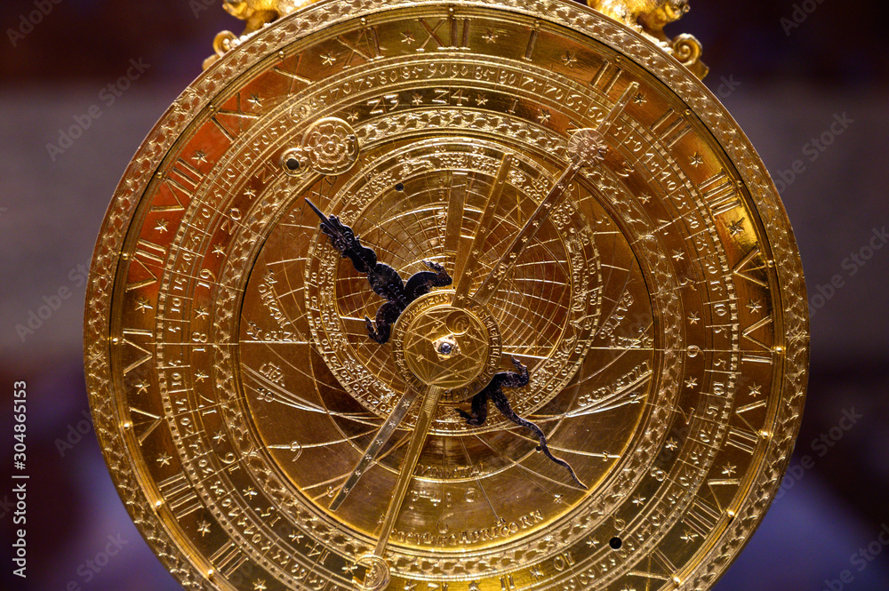 Canvas Prints an ancient clock with constellations