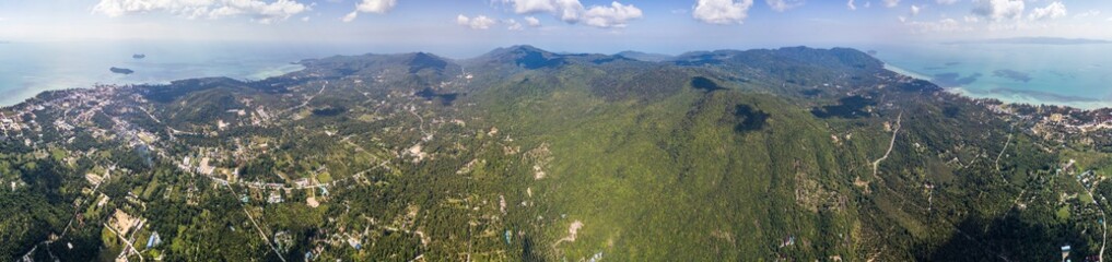 Naklejka na ściany i meble panoramic aerial view of the Hilly Jungle of Ko Pangan.Thailand