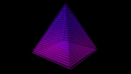 3D triangular pyramid in neon pink and purple colours. Retro theme with nodes and 3D graphics - Powered by Adobe