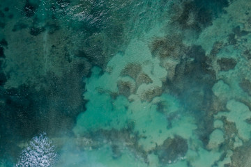 Aerial view of an underwater reefs in Grand Turk in Caribbean