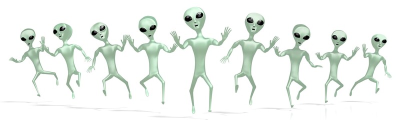 Green aliens, extraterrestrials - 3D rendering