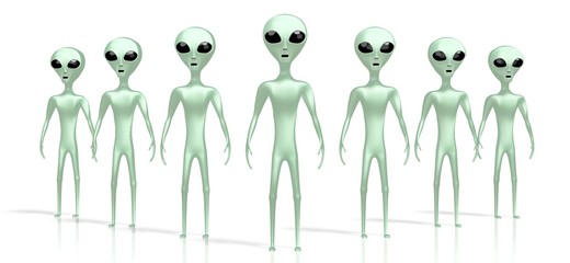 Green aliens, extraterrestrials - 3D rendering