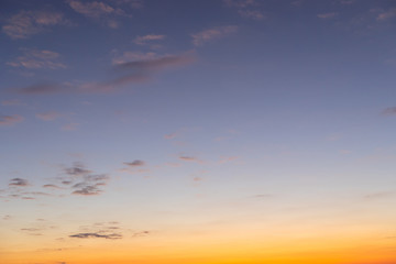 Natural colors. Sunset in the sky with blue, Orange and red dramatic colors