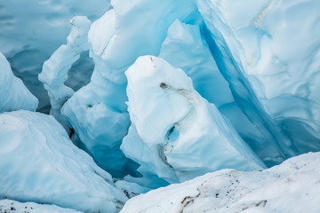 Broken seracs in the icefall of the Matanuska Glacier in Alaska.