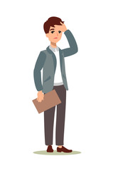 Businessman character set. Animate character. Male personage constructor. Different man postures. Vector set personage.