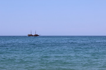 Historical boat in the ocean