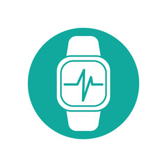 Isolated smartwatch and pulse icon block line design