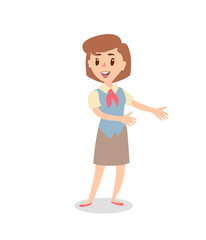 Businesswoman character set. Animate character. Female personage constructor. Different woman postures. Vector set personage.