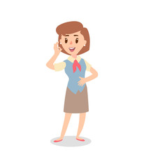 Businesswoman character set. Animate character. Female personage constructor. Different woman postures. Vector set personage.