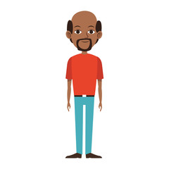 cartoon afro old man standing icon