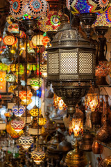 Colorful lanterns in a bazaar. Discovering cultural icons.