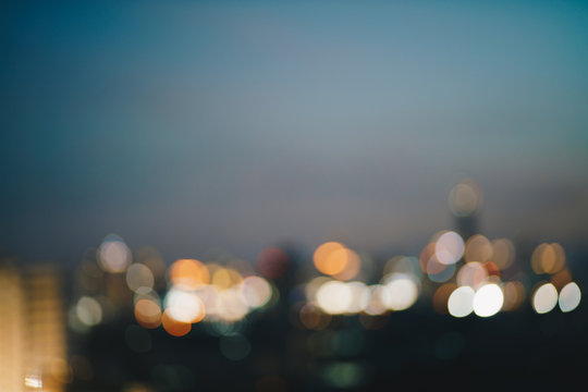 Abstract blurred bokeh night city building bokeh backgrond