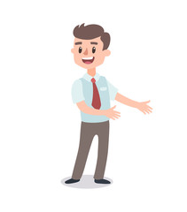 Businessman character set. Animate character. Male personage constructor. Different man postures. Vector set personage.