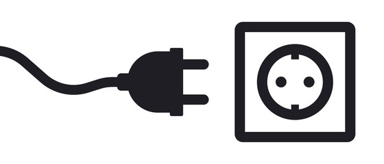 Electricity outlet socket power plug vector illustration icon - obrazy, fototapety, plakaty