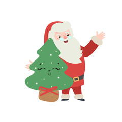 Set of christmas Santa Claus. vector illustration. Merry christmas design elements. xmas background. Vector personage