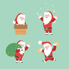 Set of christmas Santa Claus. vector illustration. Merry christmas design elements. xmas background. Vector personage