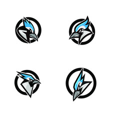 set of blue jay bird color head mascot logo icon designs vector illustration