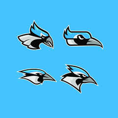 Obraz premium set of blue jay bird color head mascot logo icon designs vector illustration