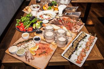 meat slicing on the festive table
