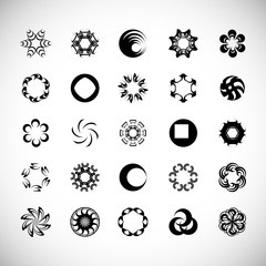 Abstract Circle Icon Set. Vector Isolated On Gray. Abstract Circle For Company Symbol, Dot Logo, Technology Icon And Element Design.Creative Circle Icons For Dot And Tech Logo. Abstract Round Template