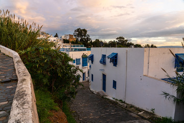 Fototapeta na wymiar Sidi Bou Said Town in Tunisia Known for extensive use of blue and white