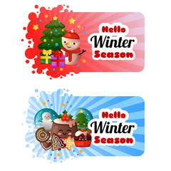 hello winter banner with splash theme