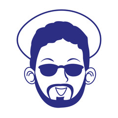 afro man face with sunglasses and hat