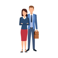 avatar businessman and businesswoman standing icon