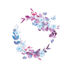 Obraz na płótnie Canvas Hand-painted watercolor floral wreath on white background.Wreath, floral frame, watercolor flowers, peonies and roses, Illustration hand painted. Isolated on white background.