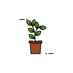 Isolated plant inside pot fill design