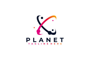 planet logo icon vector isolated