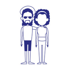 cool afro couple icon, flat design