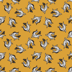 Cute illustration for childrens textile. Seamless pattern. Soft colors. White unicorns.