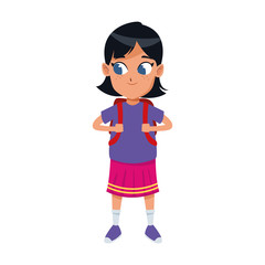 cute girl with school backpack icon, colorful design