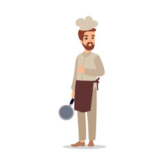 Cook male character vector design. Animate personage. Set of fun cartoon person. Isolated on white background.