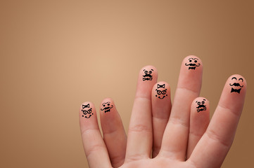 Naklejka premium Elegant happy face fingers hugs each other