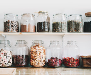 Bulk foods storage at low zero waste lifestyle.