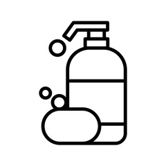 Shampoo bottle and soap icon vector design template flat style isolated on white background