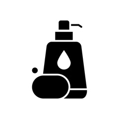 Shampoo bottle and soap icon vector design template flat style isolated on white background