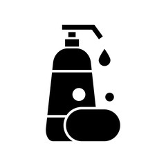 Shampoo bottle and soap icon vector design template flat style isolated on white background