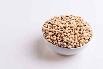 Fradinho Beans isolated on white background, soft light, Latin term Vigna unguiculata