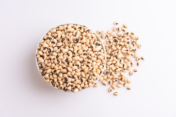 Fradinho Beans isolated on white background, soft light, Latin term Vigna unguiculata