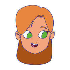 cartoon girl face icon, flat design