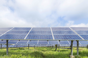 Close up rows array of polycrystalline silicon solar cells or photovoltaics cell in solar plant station convert light energy from the sun into electricity 