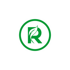 Initial Leaf Letter R Modern Alphabet Circle Logo Design Vector Template. Natural Circle Leaf Letter R Logo.