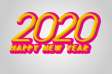 2020 vector banner template. Digits in modern style. 3d number text on Gray background for greeting cards, posters, banners, typography. Happy 2020 new year holographic isometric postcard