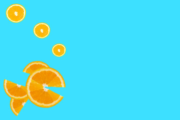 Fresh orange pattern; orange on blue background